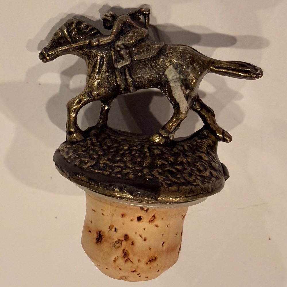 Blantons Bourbon Bottle Stopper Letter O Horse and Jockey Collectible Metal Cork